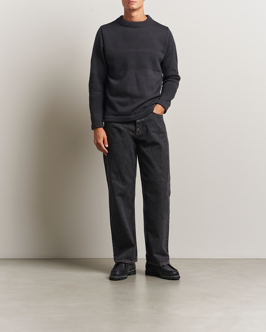 Uomini | Maglieria | S.N.S. Herning | Fisherman Wool Crew Neck Molten Grey