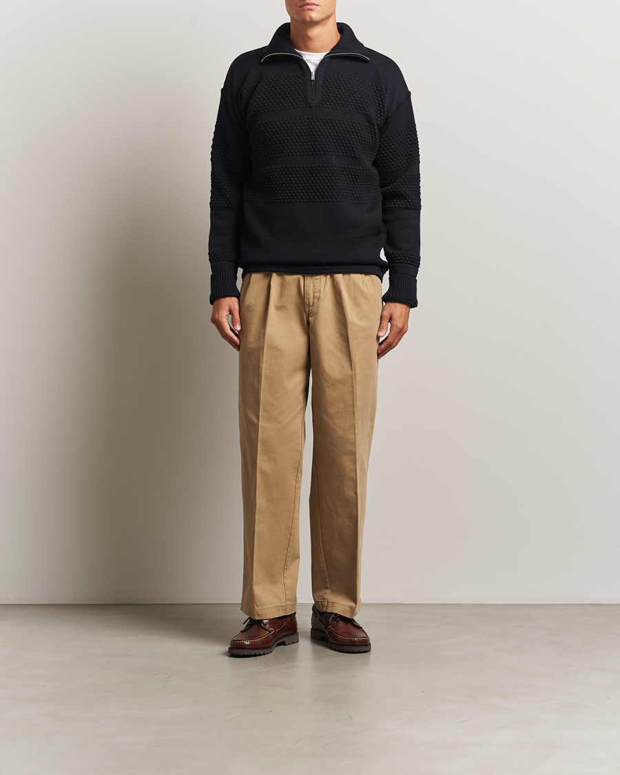 Uomini | Maglieria | S.N.S. Herning | Fisherman Wool Short Zip Navy