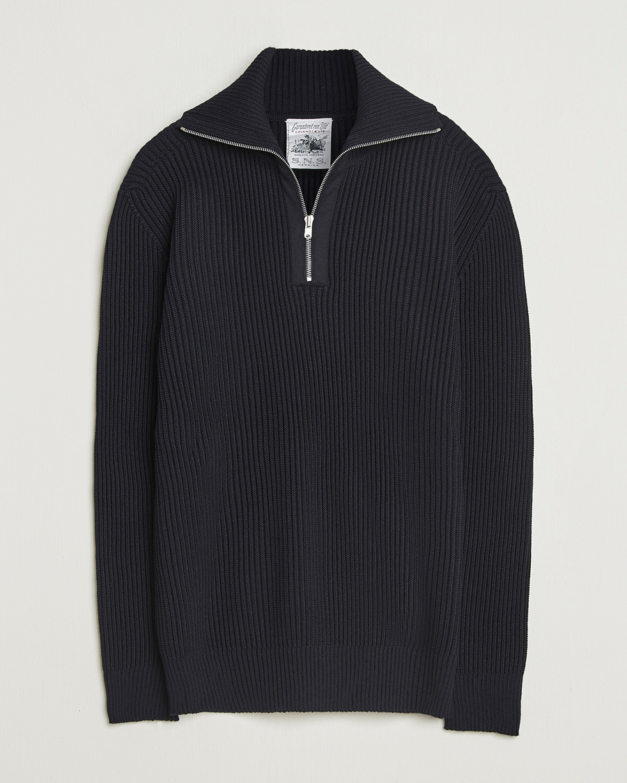 Uomini | Maglieria | S.N.S. Herning | Fender Wool Half-Zip Navy