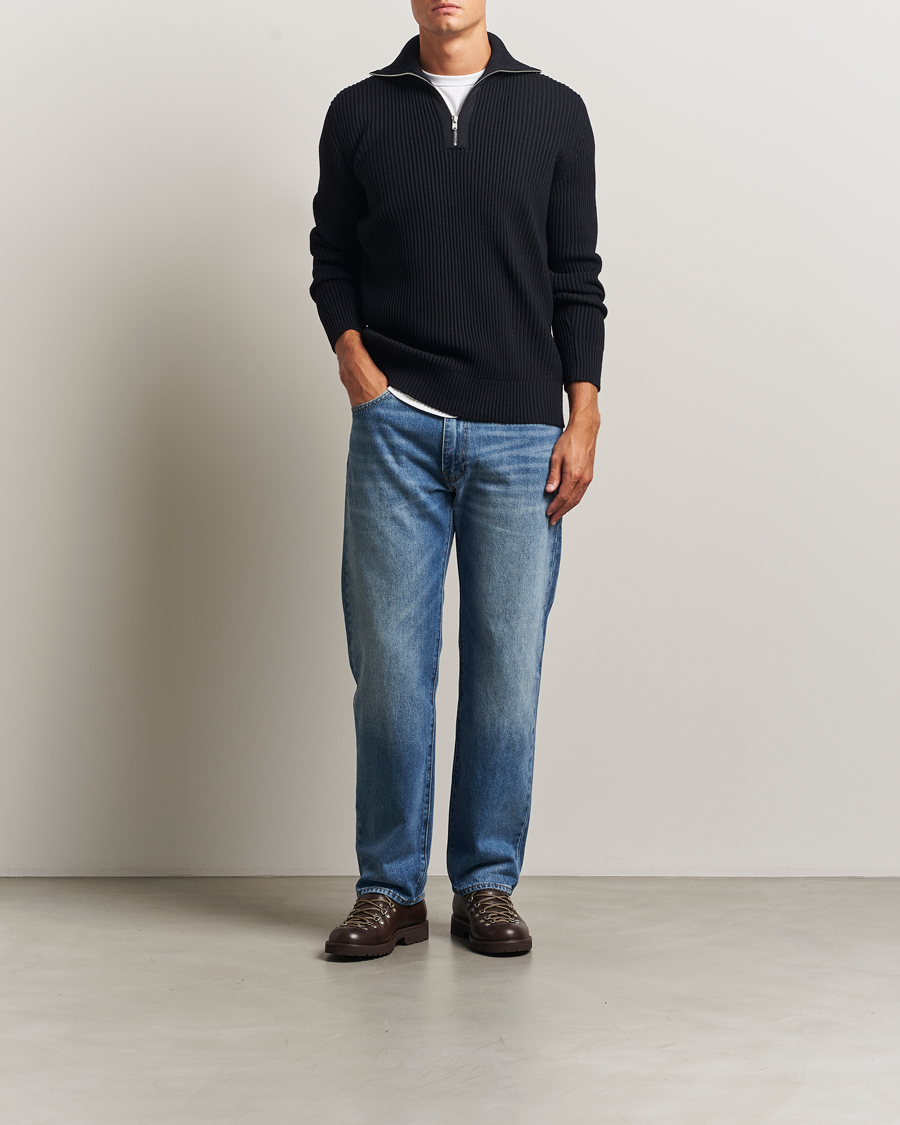 Uomini | Maglieria | S.N.S. Herning | Fender Short Zip Navy Blue