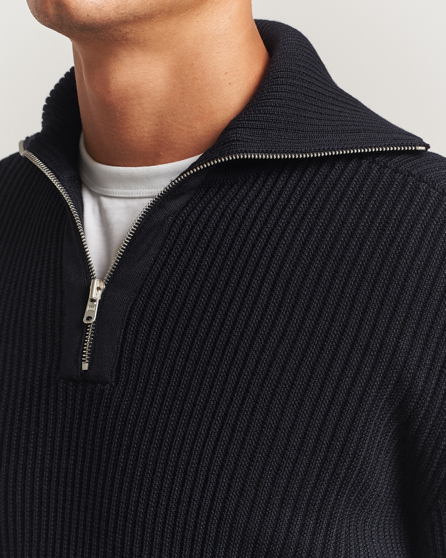 Uomini | Maglieria | S.N.S. Herning | Fender Short Zip Navy Blue