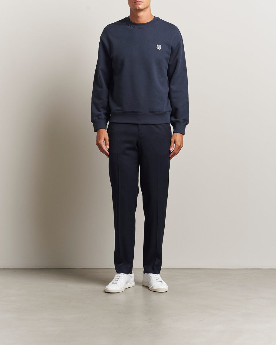 Uomini | Maglieria | Maison Kitsuné | Grey Fox Head Sweatshirt Classic Navy