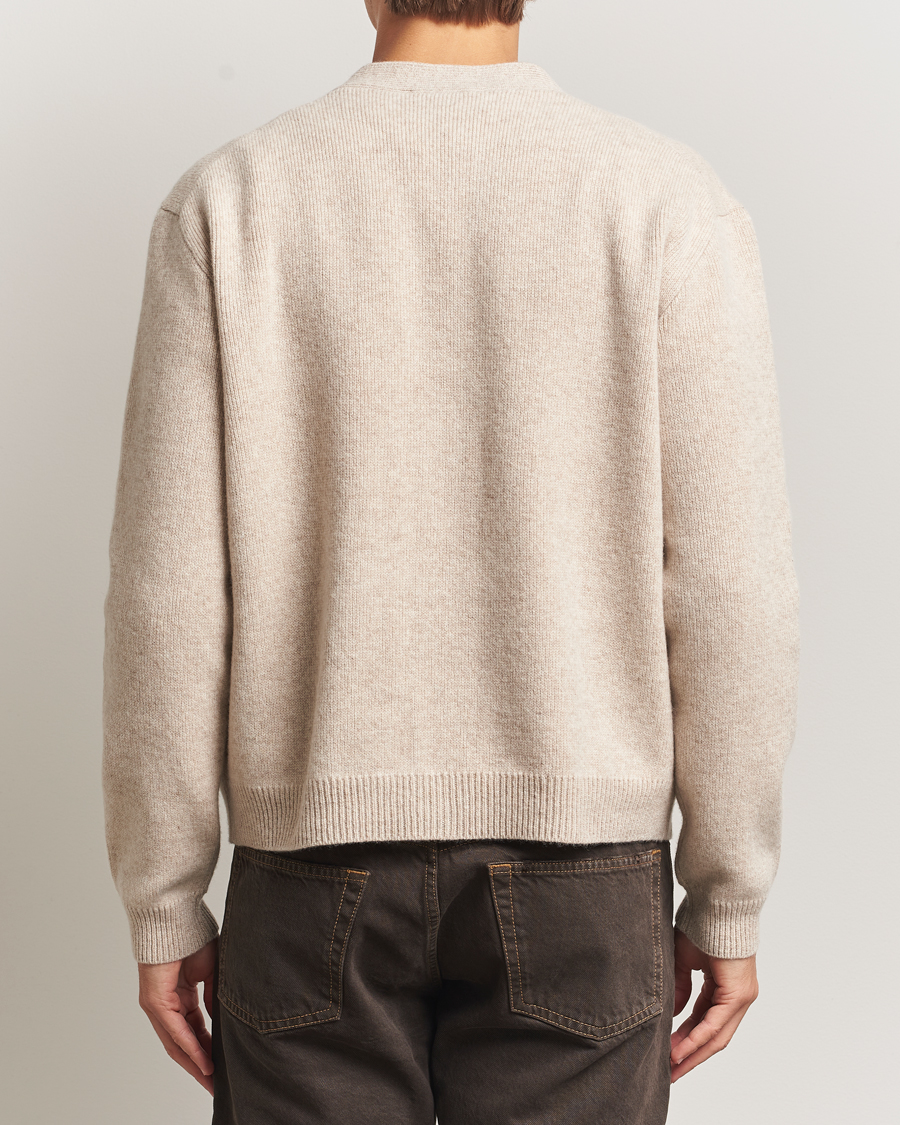 Uomini | Maglieria | Maison Kitsuné | Grey Fox Head Milano Lambswool Cardigan Tan Beige