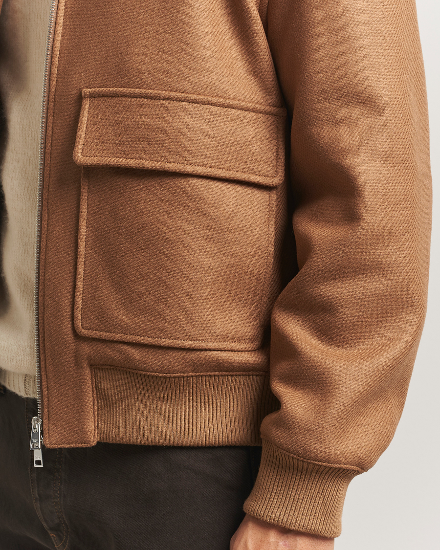 Uomini | Giacche | Maison Kitsuné | Wool Shearling Collar Aviator Jacket Ginger Brown