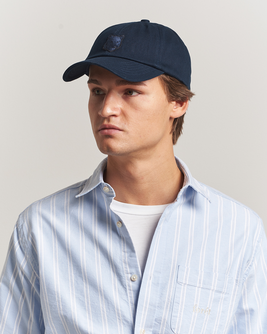 Uomini | Maison Kitsuné Tonal Fox Head Cap Classic Navy | Maison Kitsuné | Tonal Fox Head Cap Classic Navy