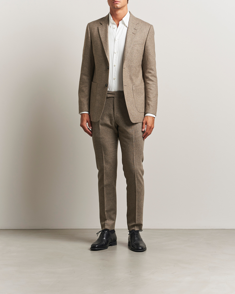 Uomini | Pantaloni | Tiger of Sweden | Tenuta Brushed Wool Trousers Burlywood
