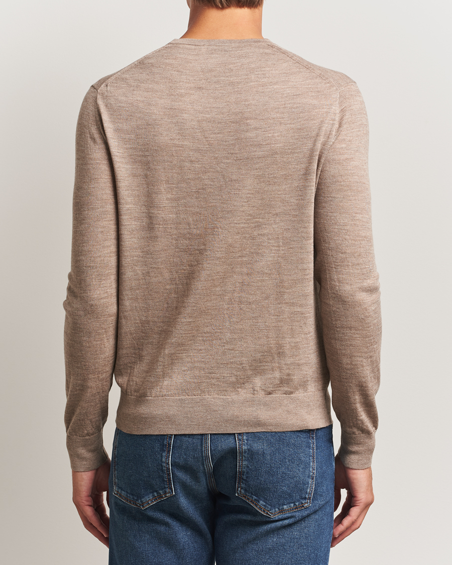 Uomini | Maglieria | Tiger of Sweden | Connor Extra Fine Merino Crew Neck Pullover Beige Melange