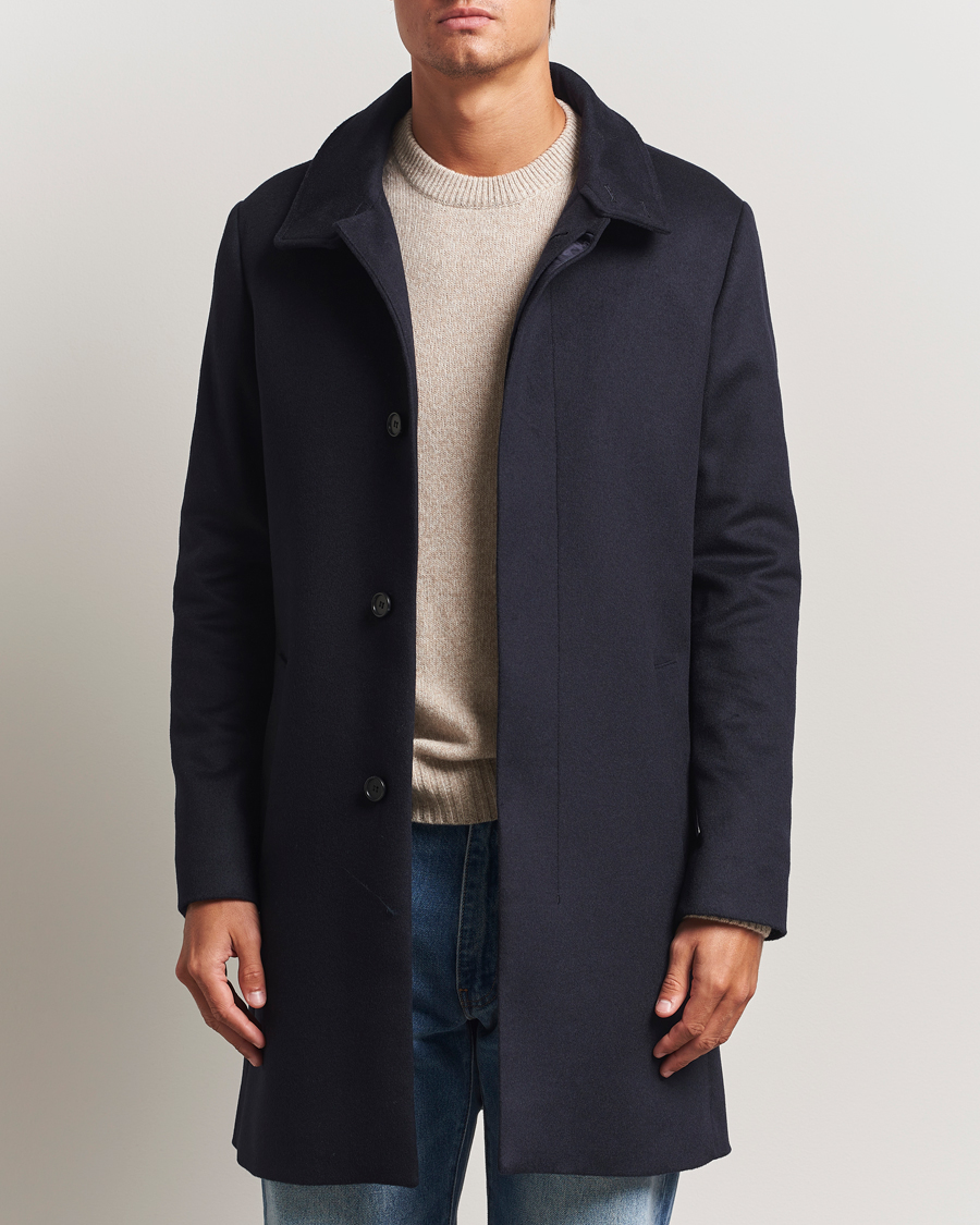 Uomini | Giacche | Tiger of Sweden | Aleric Wool/Cashmere Stand Up Coat Light Ink