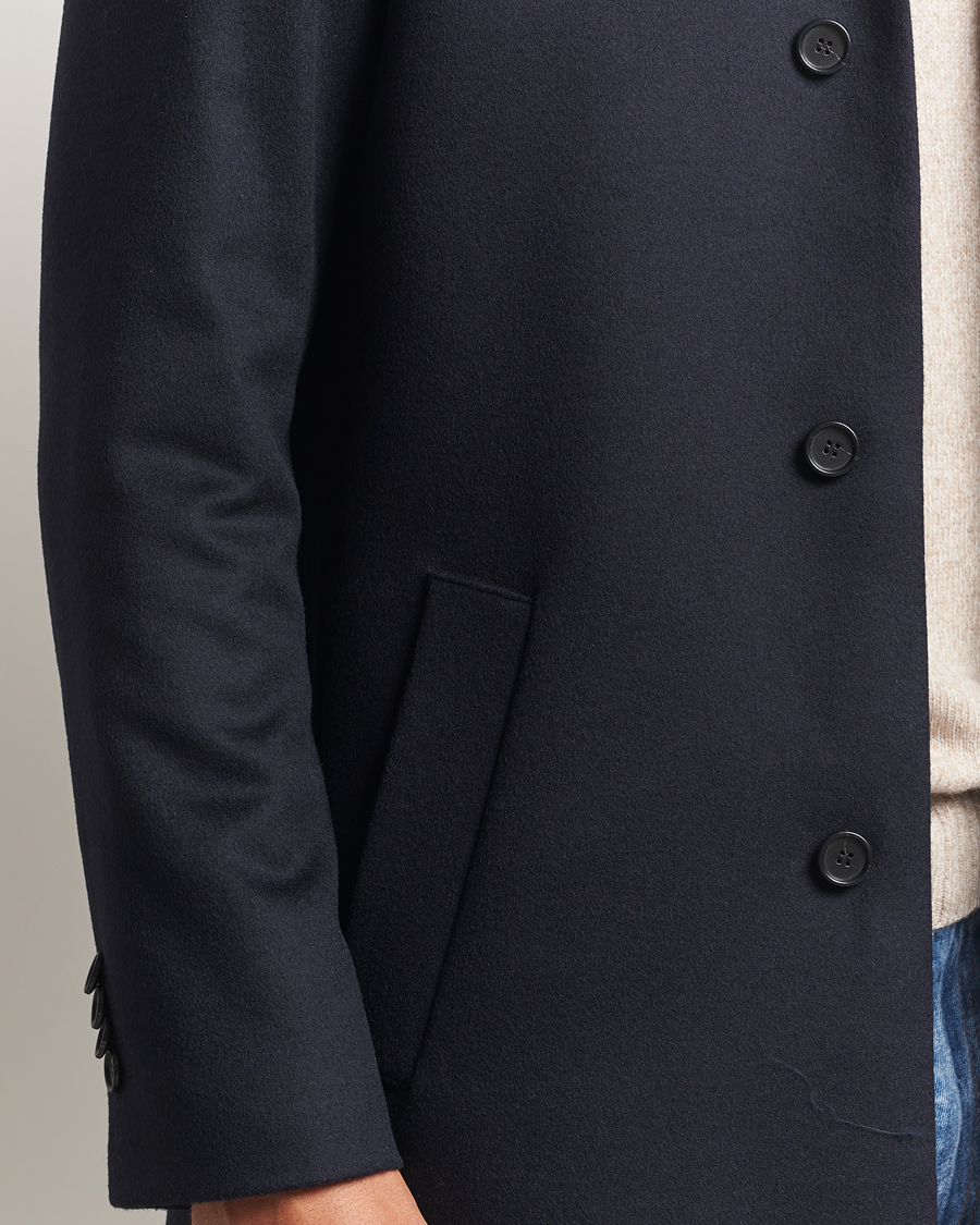 Uomini | Giacche | Tiger of Sweden | Aleric Wool/Cashmere Stand Up Coat Light Ink