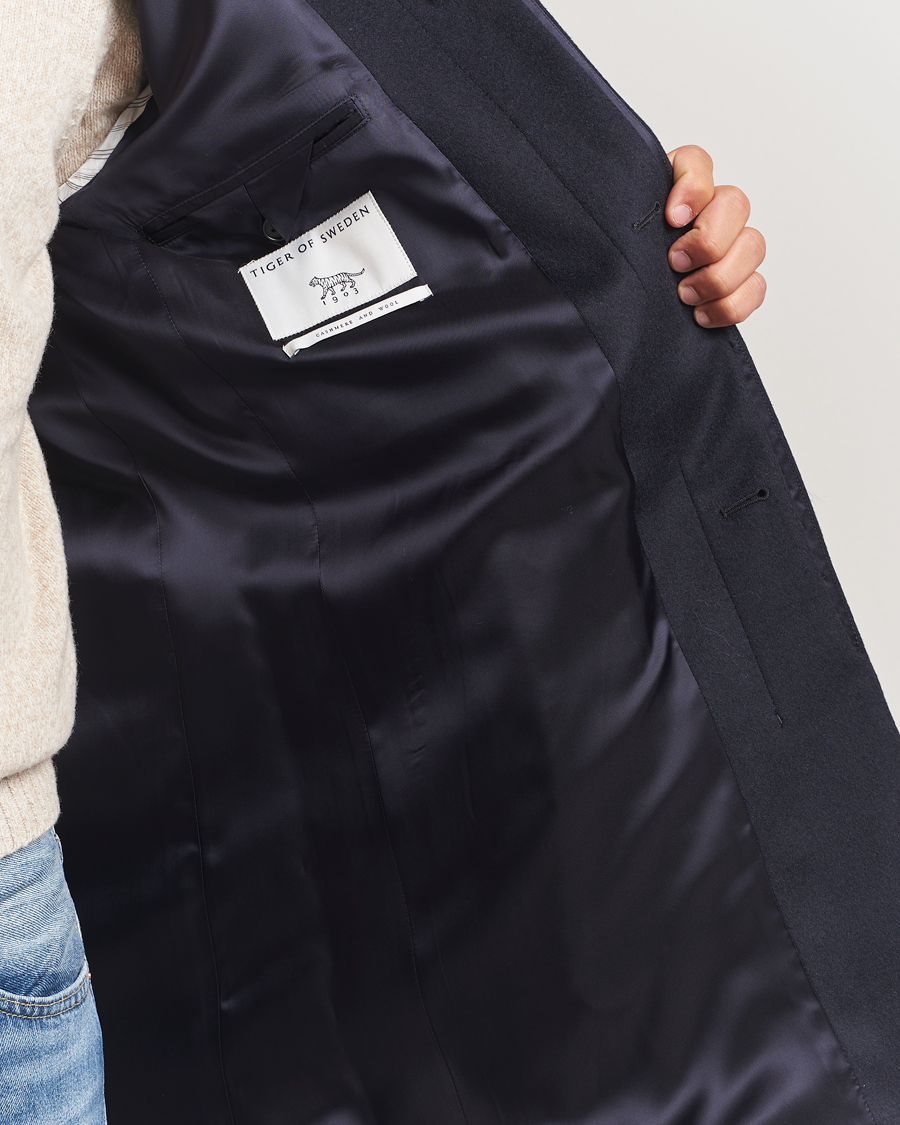 Uomini | Giacche | Tiger of Sweden | Aleric Wool/Cashmere Stand Up Coat Light Ink