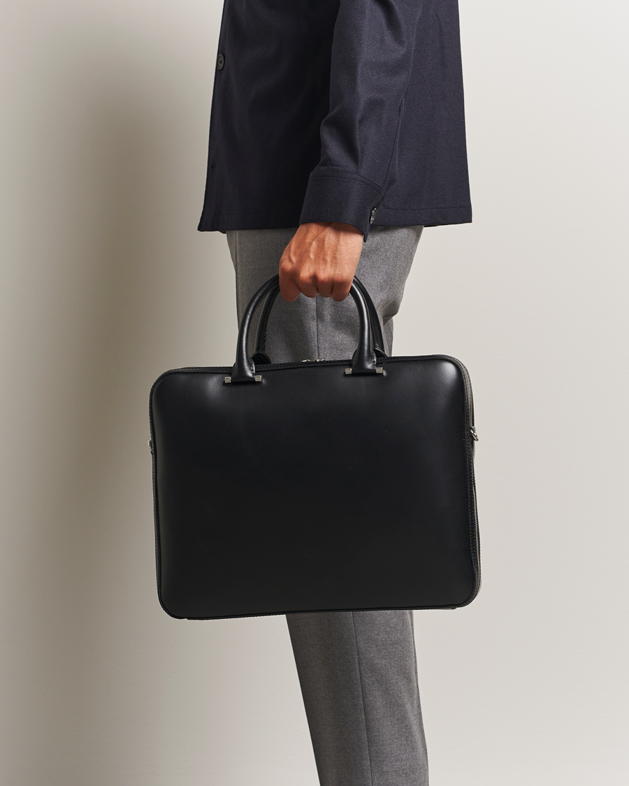 Uomini | Borse | Tiger of Sweden | Valise Smooth Leather Double Zip Briefcase Black