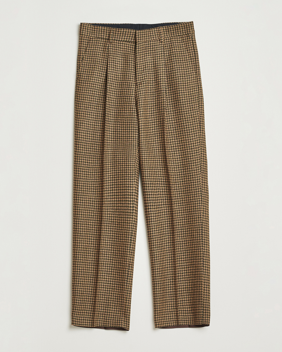 Uomini | Pantaloni | Tiger of Sweden | Todne Swedish Wool Dogtooth Trousers Brown Olive