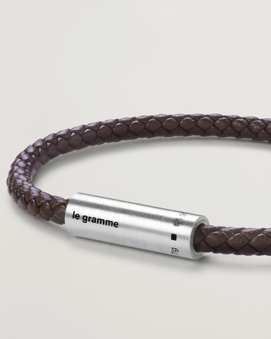 Uomini | Gioielli | LE GRAMME | Leather Cable Bracelet Brown/Sterling Silver 7g