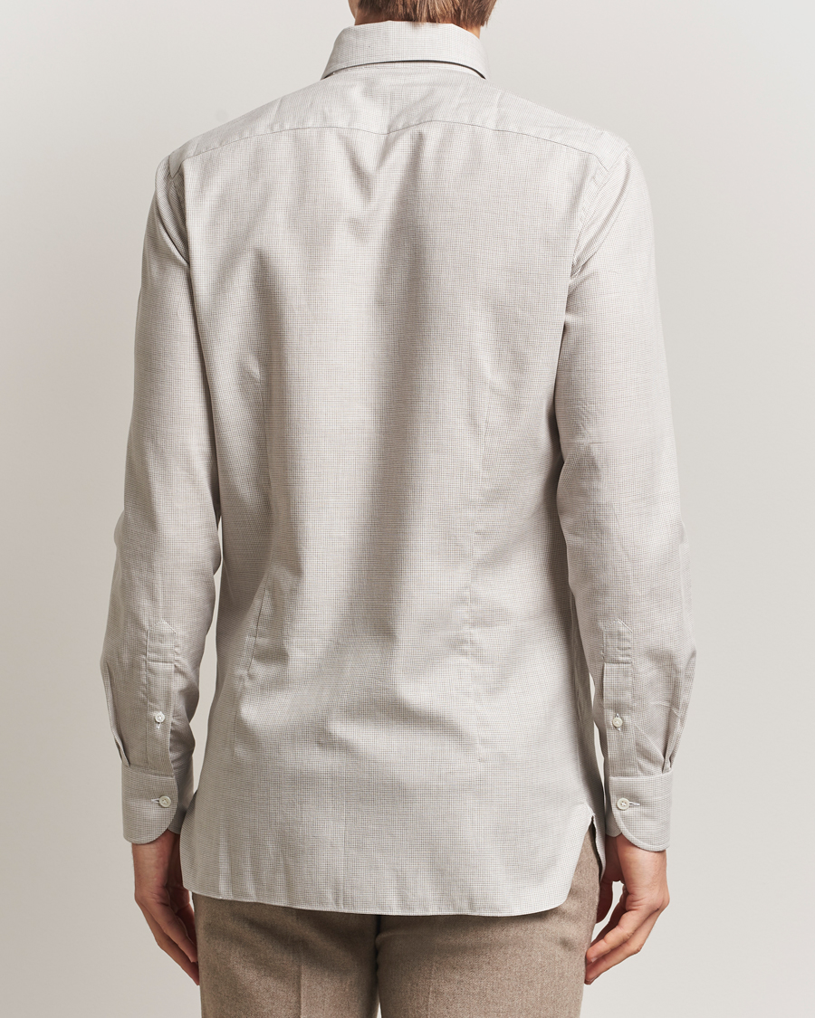 Uomini | Camicie | 100Hands | Micro Houndstooth Flannel Button Down Beige