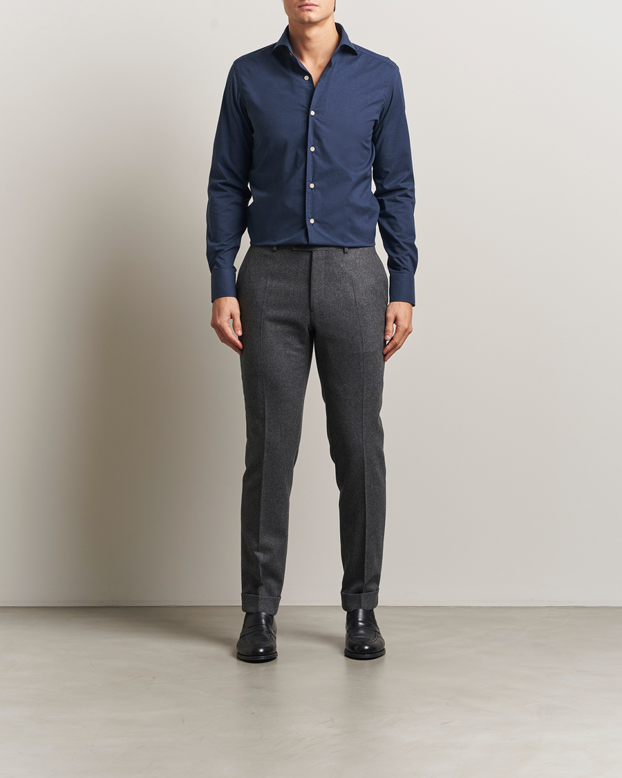 Uomini | Camicie | 100Hands | Cotton Melange Cut Away Shirt Light Blue