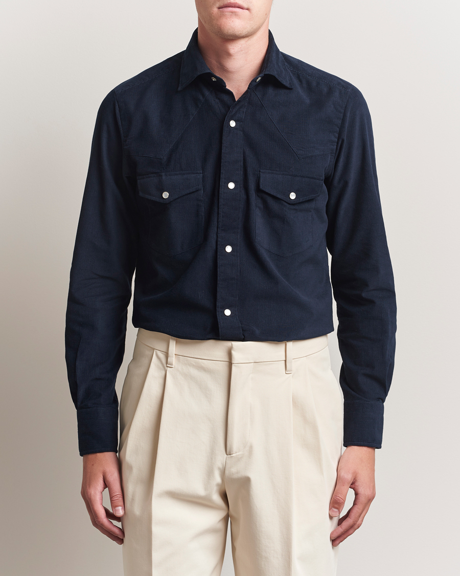 Uomini | Camicie | 100Hands | Western Cord Shirt Navy