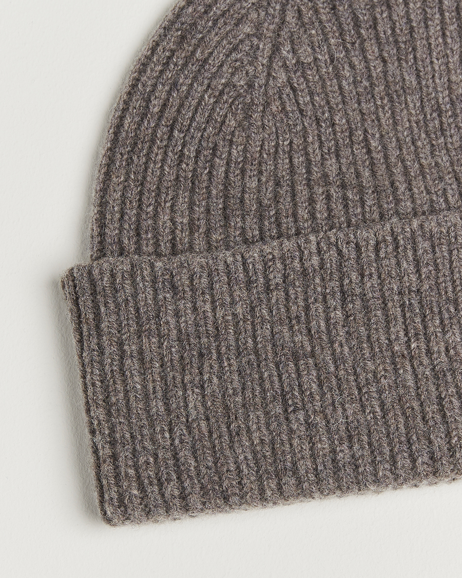 Uomini | Berretti | Robert Mackie | Clyde Lambswool Beanie Light Brown