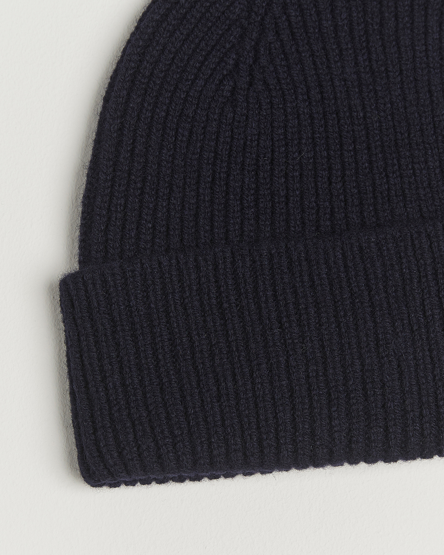 Uomini | Berretti | Robert Mackie | Clyde Lambswool Beanie Navy