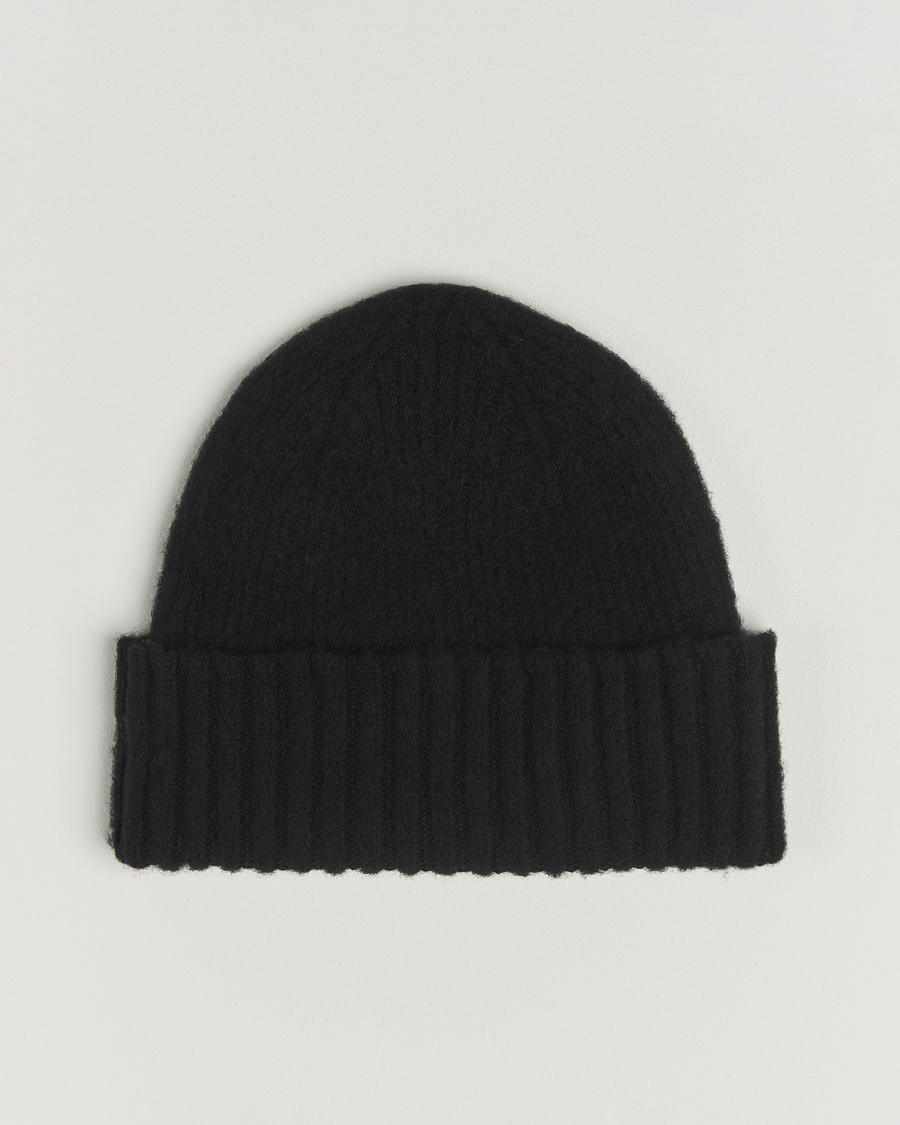 Uomini | Berretti | Robert Mackie | Rona Ribbed Shaggy Lambswool Beanie Black