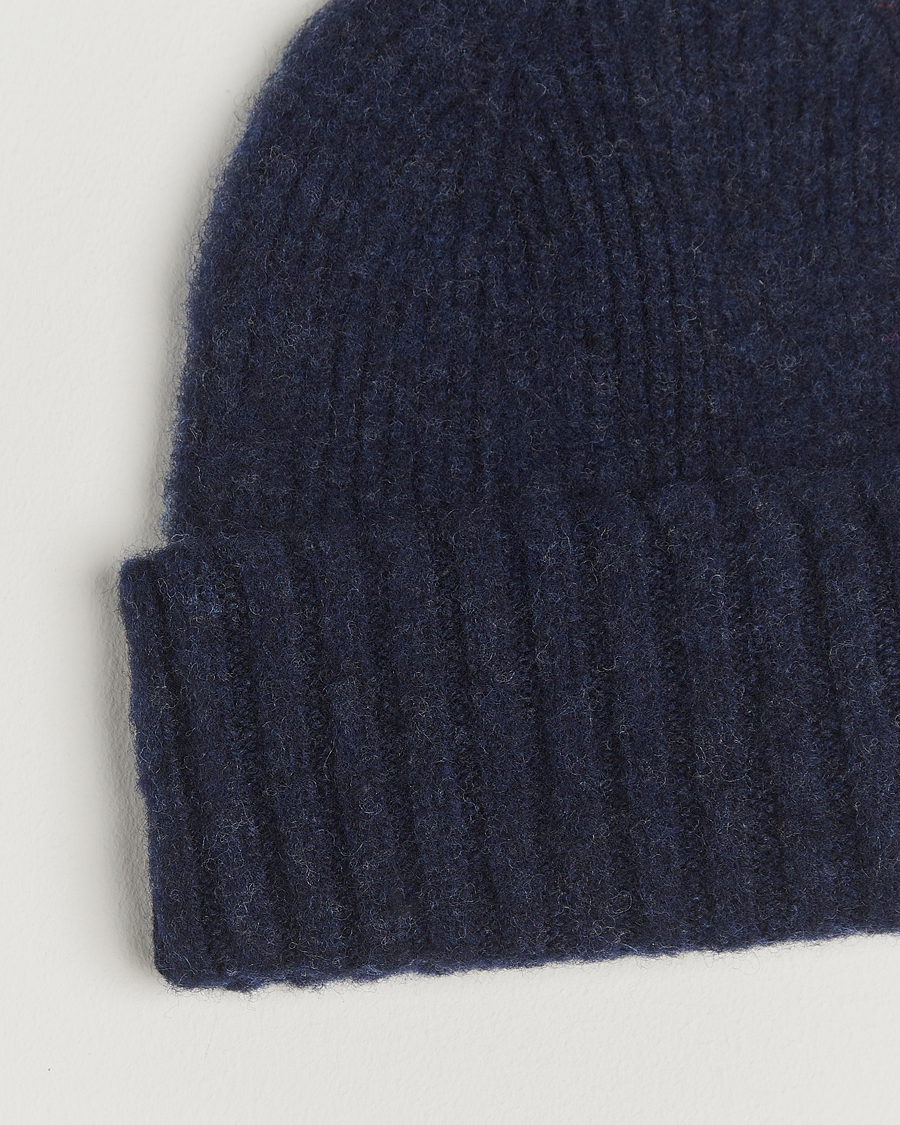 Uomini | Berretti | Robert Mackie | Rona Ribbed Shaggy Lambswool Beanie Blue