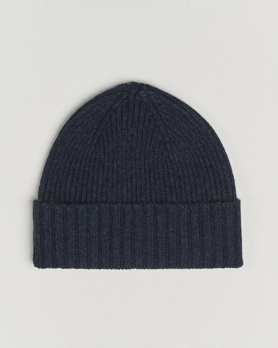 Uomini | Berretti | Robert Mackie | Kingswell Ribbed Wool/Cashmere Beanie Navy
