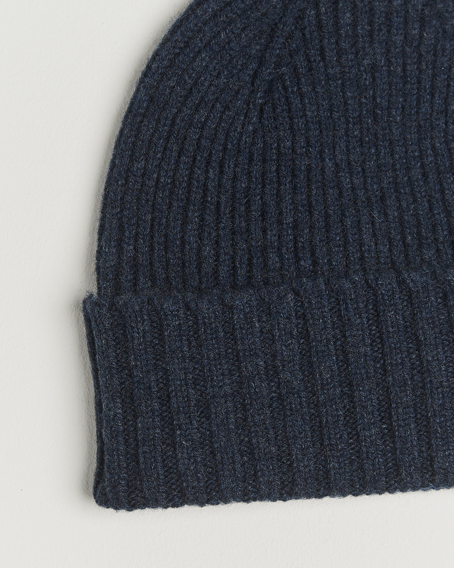 Uomini | Berretti | Robert Mackie | Kingswell Ribbed Wool/Cashmere Beanie Navy