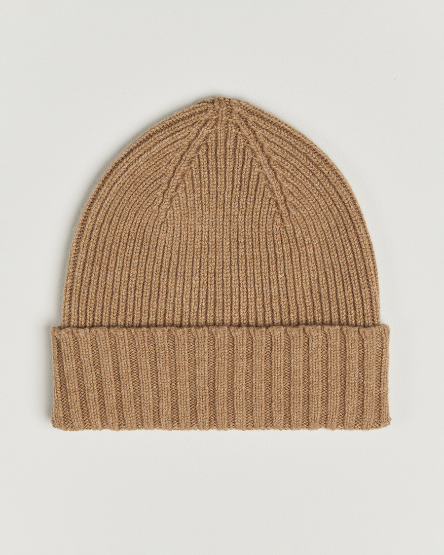 Uomini | Berretti | Robert Mackie | Kingswell Ribbed Wool/Cashmere Beanie Beige