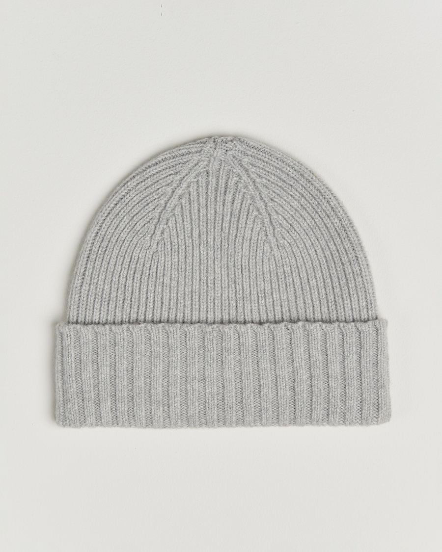 Uomini | Berretti | Robert Mackie | Kingswell Ribbed Wool/Cashmere Beanie Light Grey