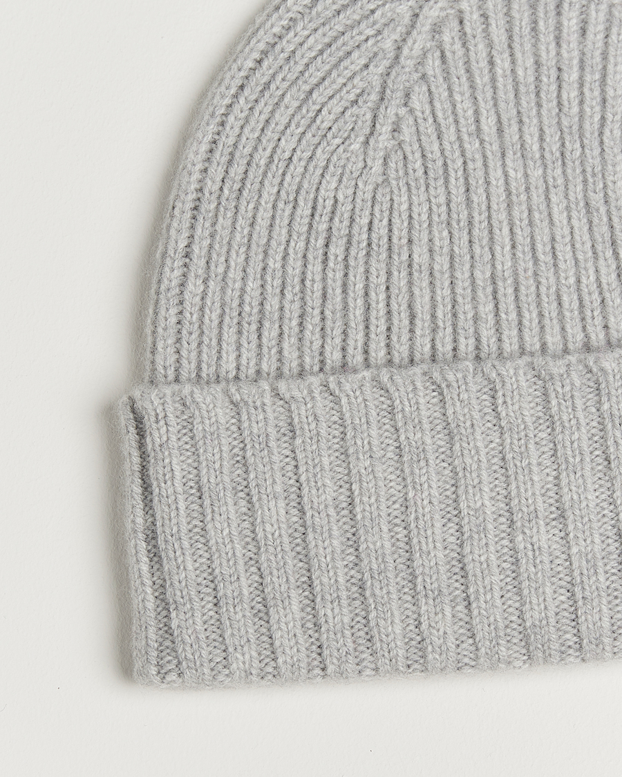Uomini | Berretti | Robert Mackie | Kingswell Ribbed Wool/Cashmere Beanie Light Grey