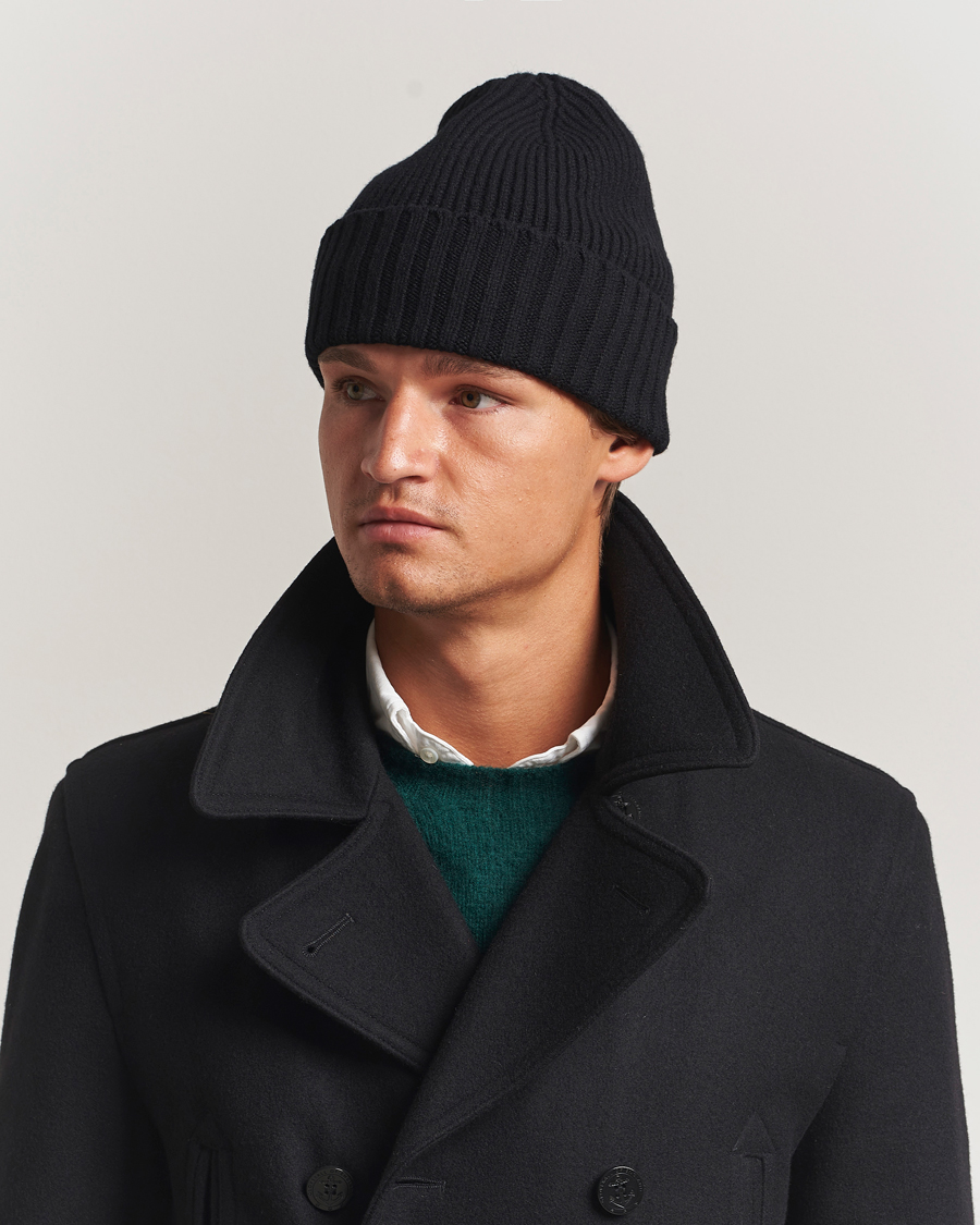 Uomini | Berretti | Robert Mackie | Kingswell Ribbed Wool/Cashmere Beanie Black