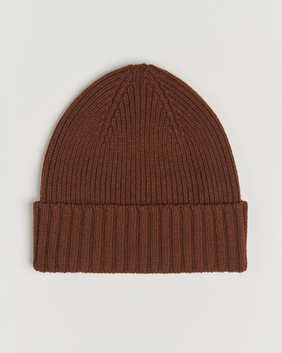 Uomini | Berretti | Robert Mackie | Kingswell Ribbed Wool/Cashmere Beanie Brown
