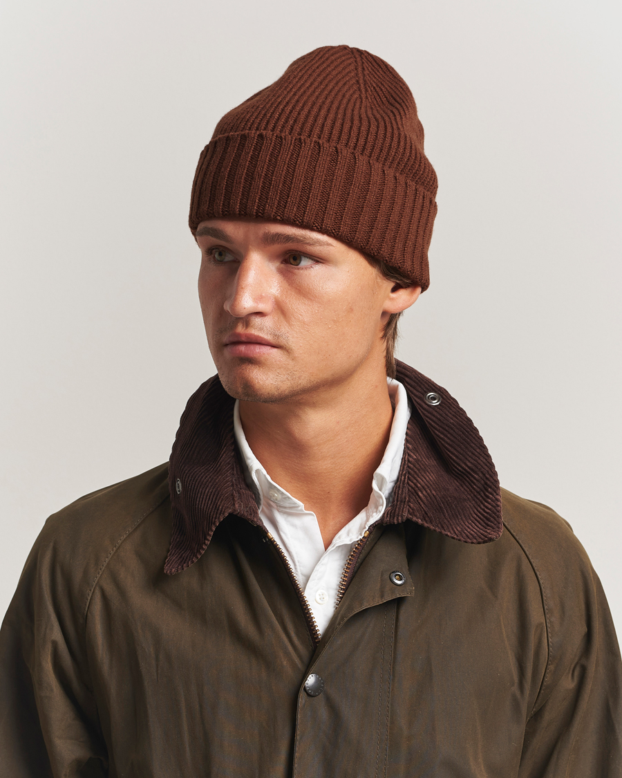 Uomini | Berretti | Robert Mackie | Kingswell Ribbed Wool/Cashmere Beanie Brown