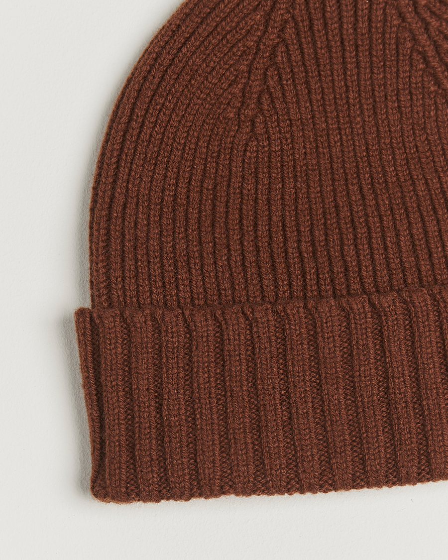 Uomini | Berretti | Robert Mackie | Kingswell Ribbed Wool/Cashmere Beanie Brown