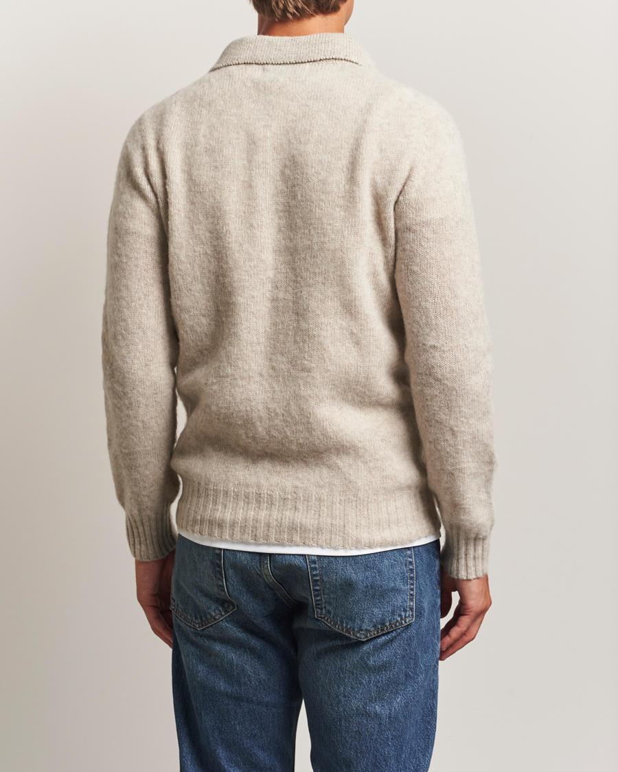 Uomini | Maglieria | Harley Of Scotland | Brushed Supersoft Lambswool Polo Vellum
