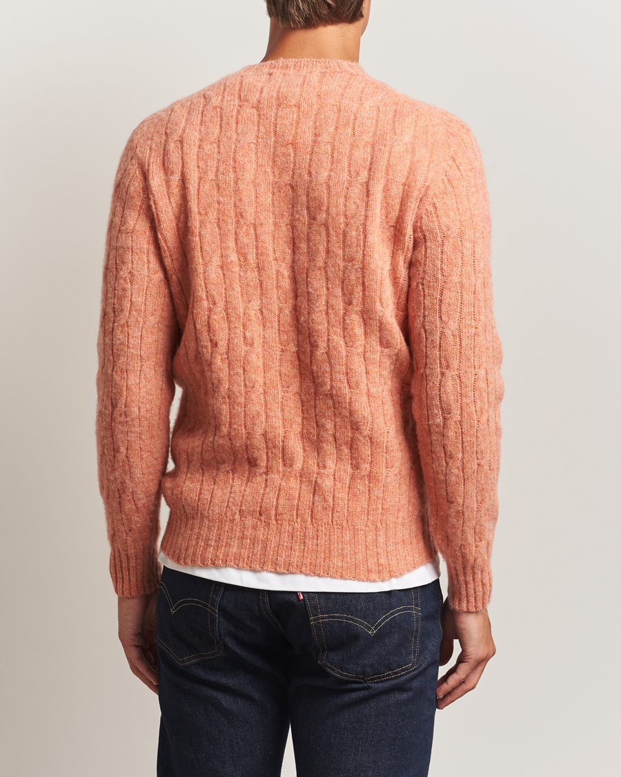 Uomini | Maglieria | Harley Of Scotland | Brushed Supersoft Lambswool Cable Parfait