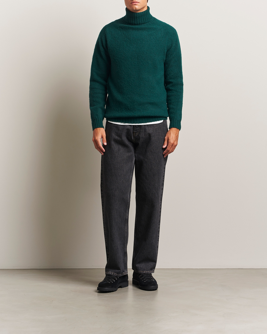 Uomini | Maglieria | Harley Of Scotland | Brushed Supersoft Lambswool Rollneck Tartan