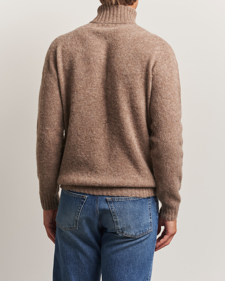 Uomini | Maglieria | Harley Of Scotland | Brushed Supersoft Lambswool Rollneck Tundra
