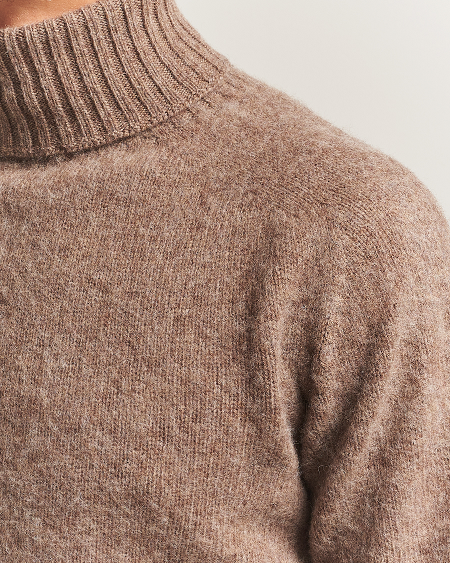 Uomini | Maglieria | Harley Of Scotland | Brushed Supersoft Lambswool Rollneck Tundra