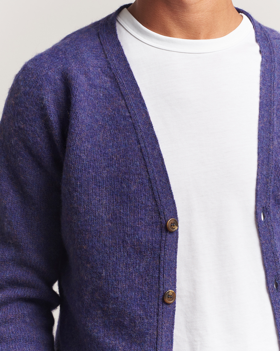 Uomini | Maglieria | Harley Of Scotland | Brushed Supersoft Lambswool Cardigan Iris