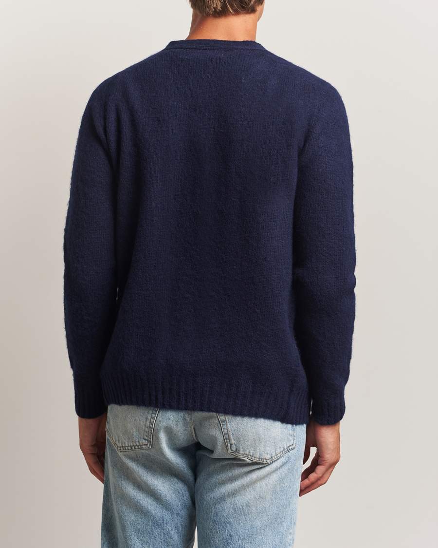 Uomini | Maglieria | Harley Of Scotland | Brushed Supersoft Lambswool Cardigan Navy