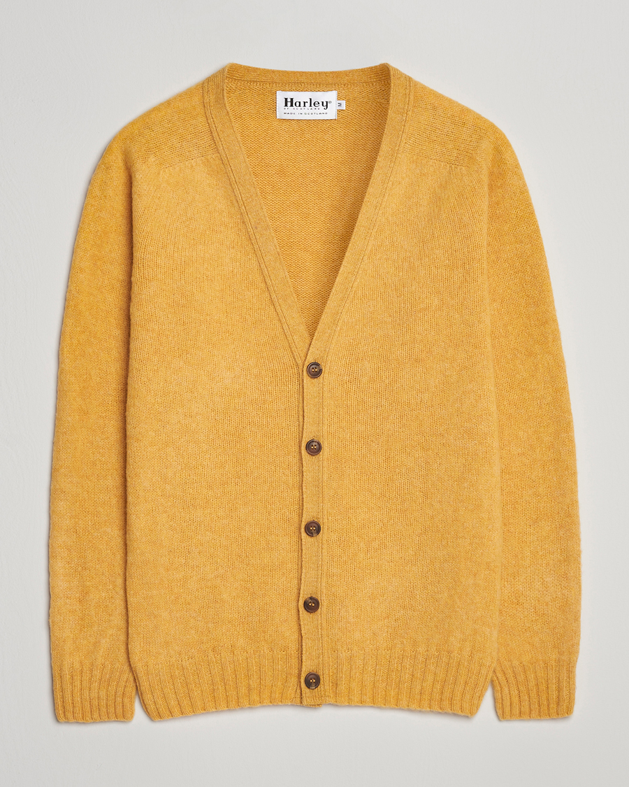 Uomini | Maglieria | Harley Of Scotland | Brushed Supersoft Lambswool Cardigan Nectar