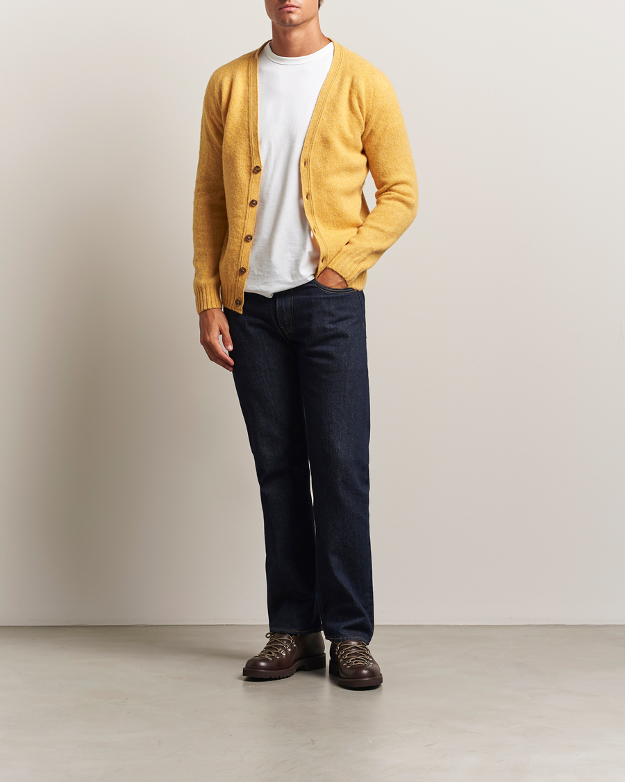 Uomini | Maglieria | Harley Of Scotland | Brushed Supersoft Lambswool Cardigan Nectar