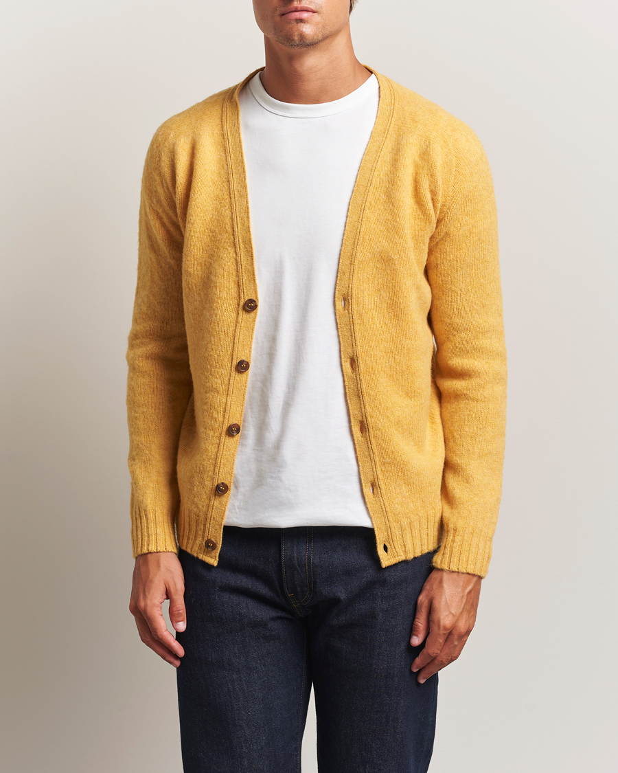 Uomini | Maglieria | Harley Of Scotland | Brushed Supersoft Lambswool Cardigan Nectar