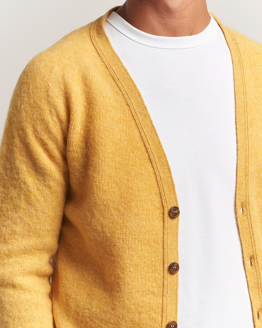 Uomini | Maglieria | Harley Of Scotland | Brushed Supersoft Lambswool Cardigan Nectar