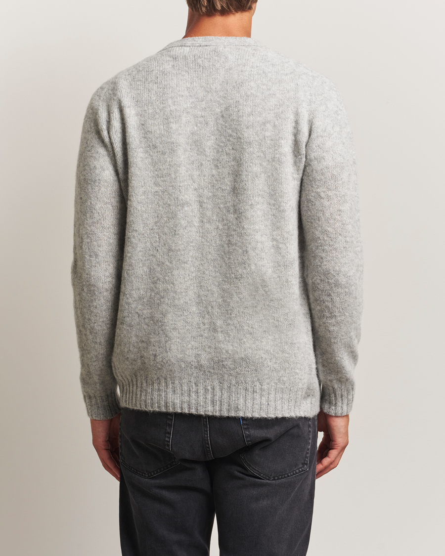 Uomini | Maglieria | Harley Of Scotland | Brushed Supersoft Lambswool Cardigan Silver