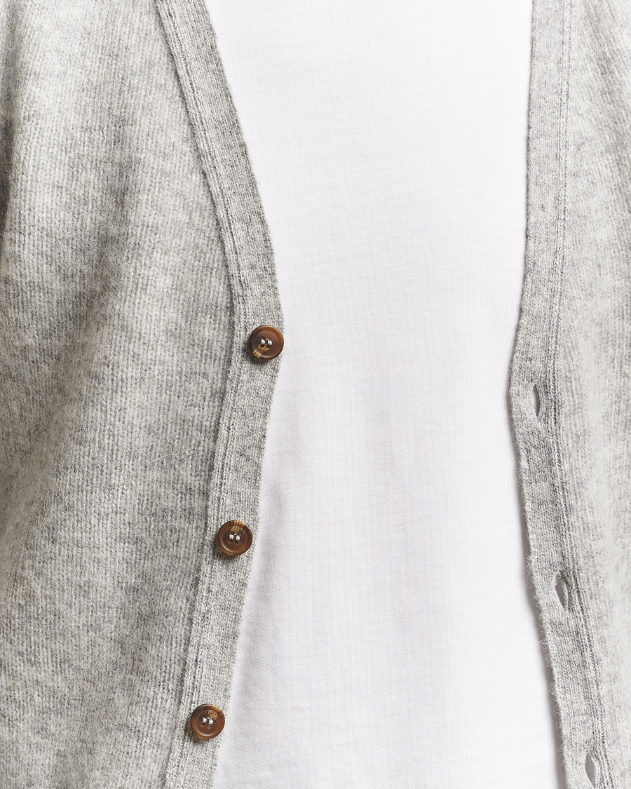 Uomini | Maglieria | Harley Of Scotland | Brushed Supersoft Lambswool Cardigan Silver