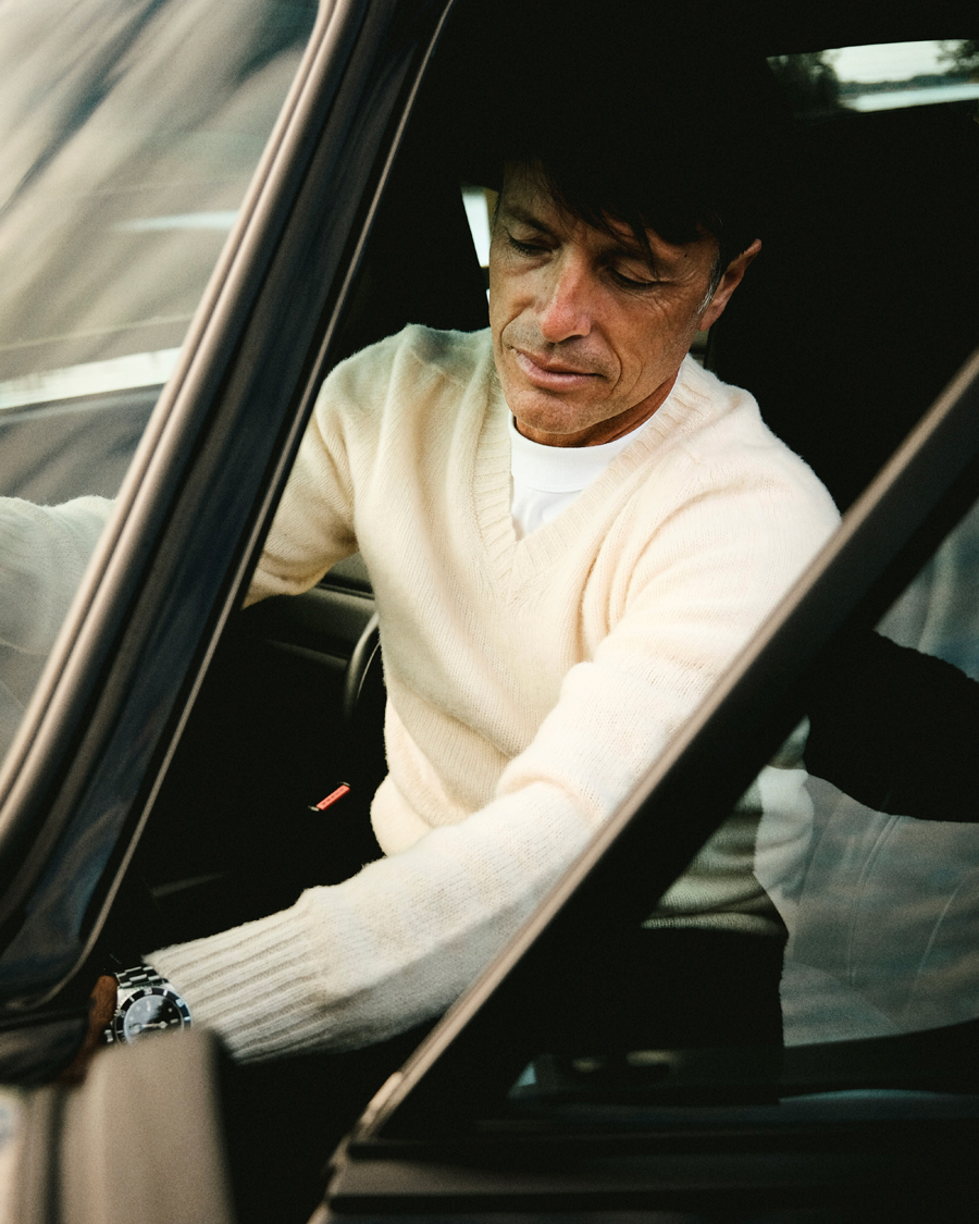 Uomini | Maglieria | Harley Of Scotland for Care of Carl | Harley Of Scotland Brushed Supersoft Lambswool V-Neck Vanilla