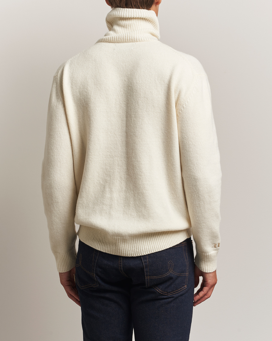 Uomini | Maglieria | Baracuta | Flag Logo Wool Turtleneck Antique White