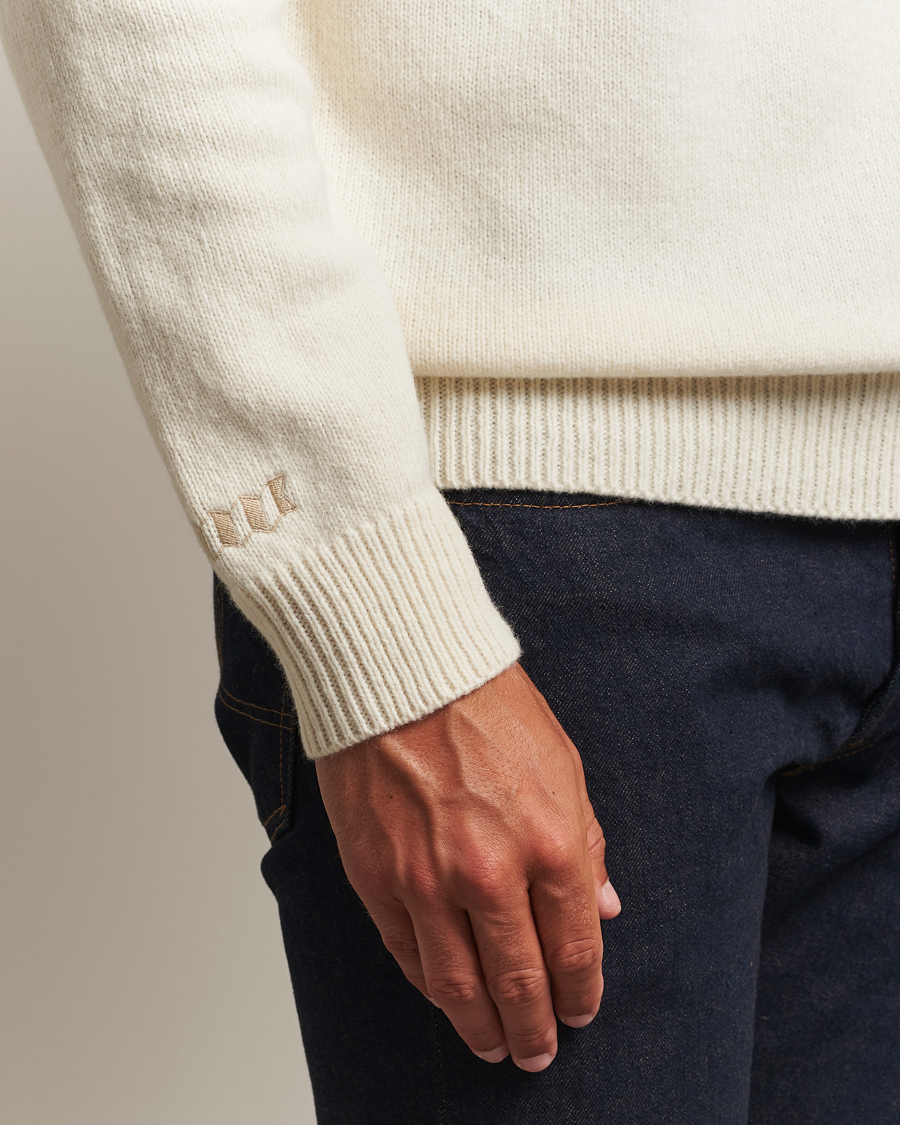 Uomini | Maglieria | Baracuta | Flag Logo Wool Turtleneck Antique White