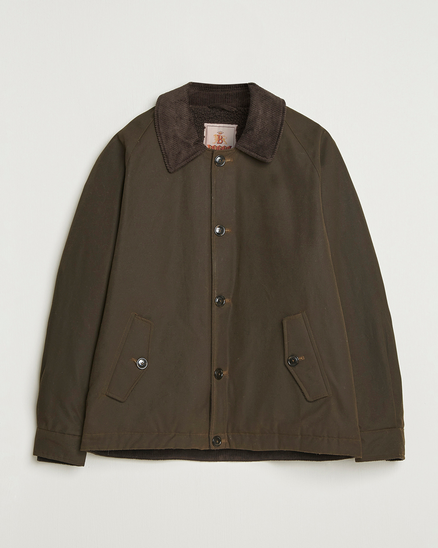 Uomini | Giacche | Baracuta | Waxed Sherling Lined Deck Jacket Deep Moss